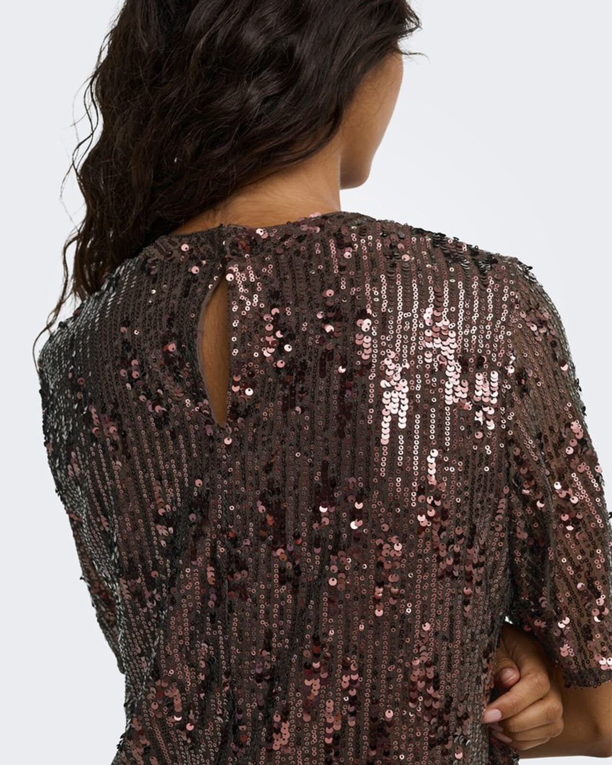 JDY Paljettopp Lola 2/4 Sequin - Rum Raisin