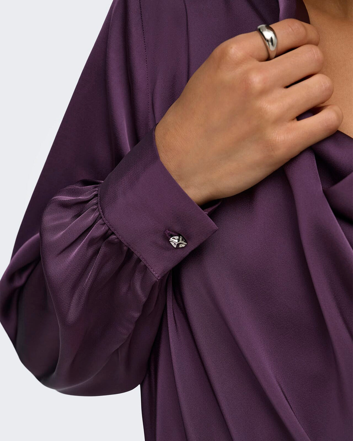 JDY Bluse Rocky L/S Waterfall - Plum Perfect