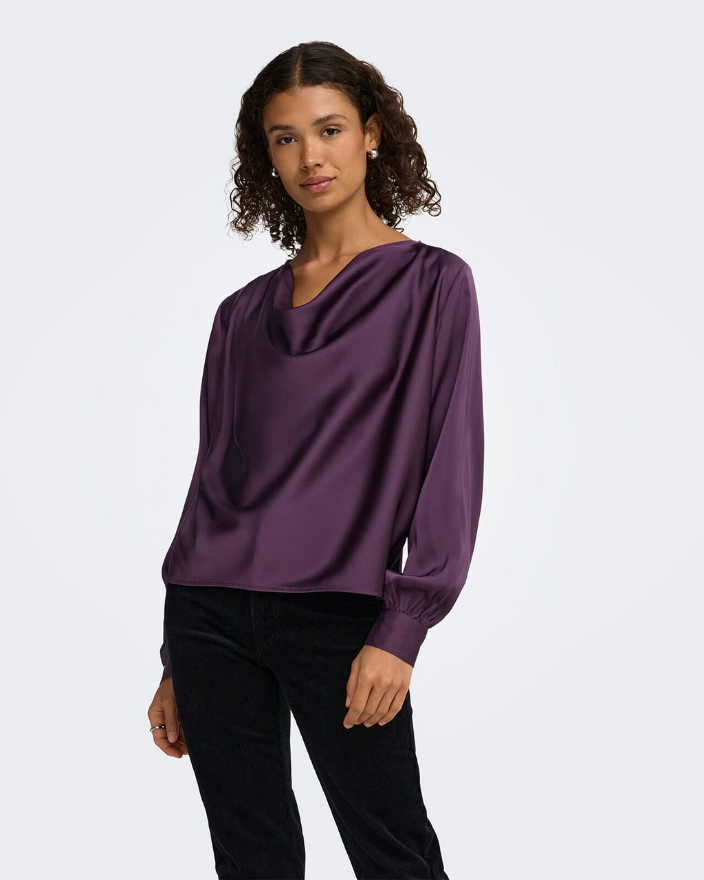 JDY Bluse Rocky L/S Waterfall - Plum Perfect