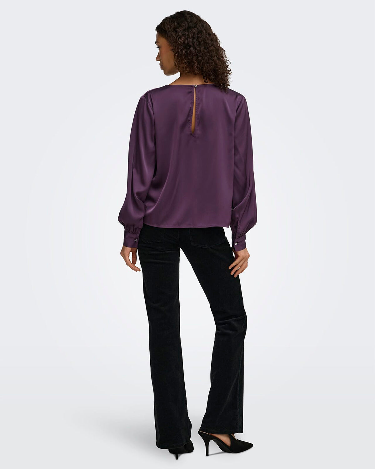 JDY Bluse Rocky L/S Waterfall - Plum Perfect