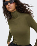 JDY Topp Tallis L/S Thunell Neck - Dark Olive