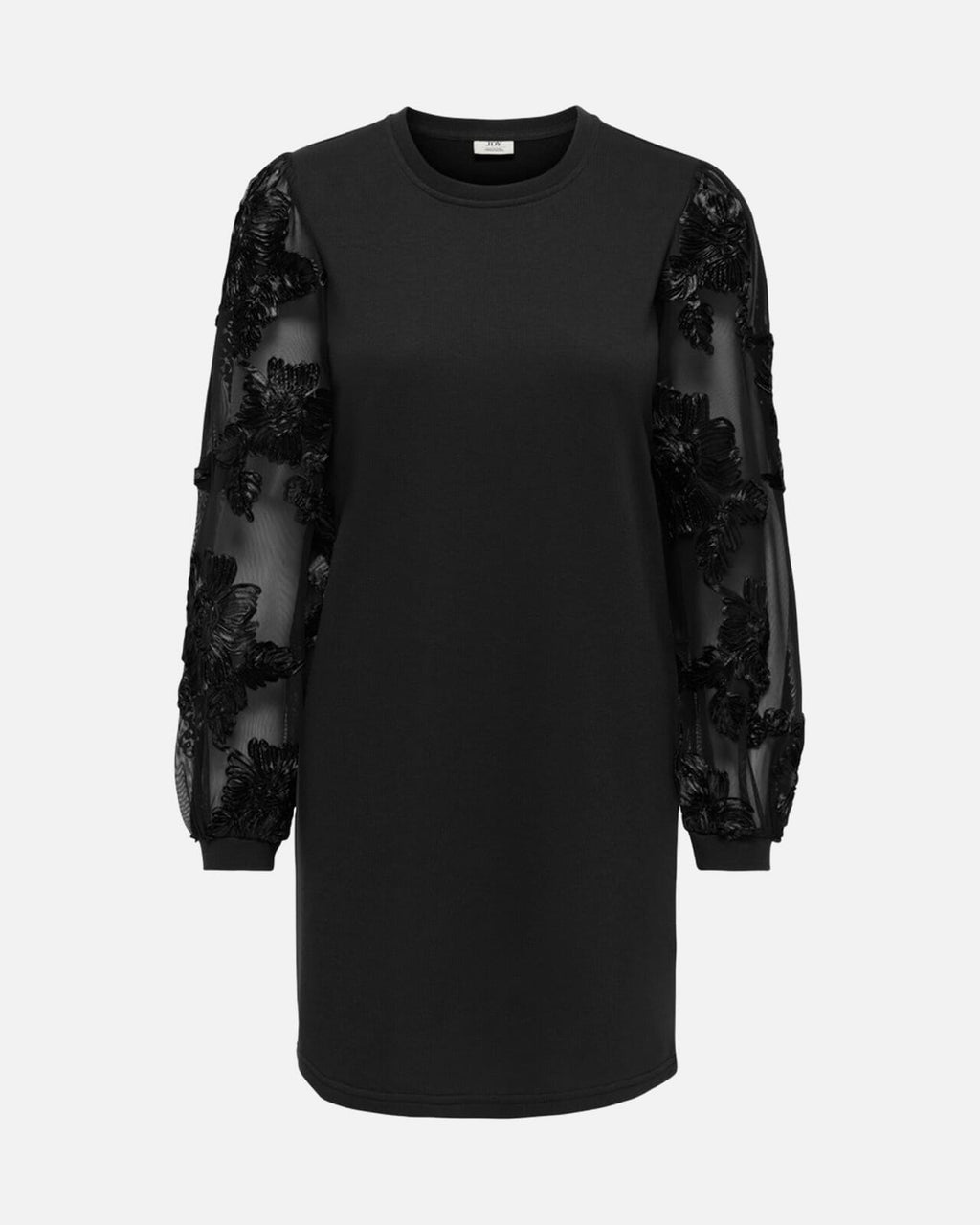 JDY Genserkjole Fairview Life L/S Sweat Dress - Black/ Casa Lace Sleeve