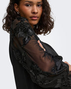 JDY Genserkjole Fairview Life L/S Sweat Dress - Black/ Casa Lace Sleeve