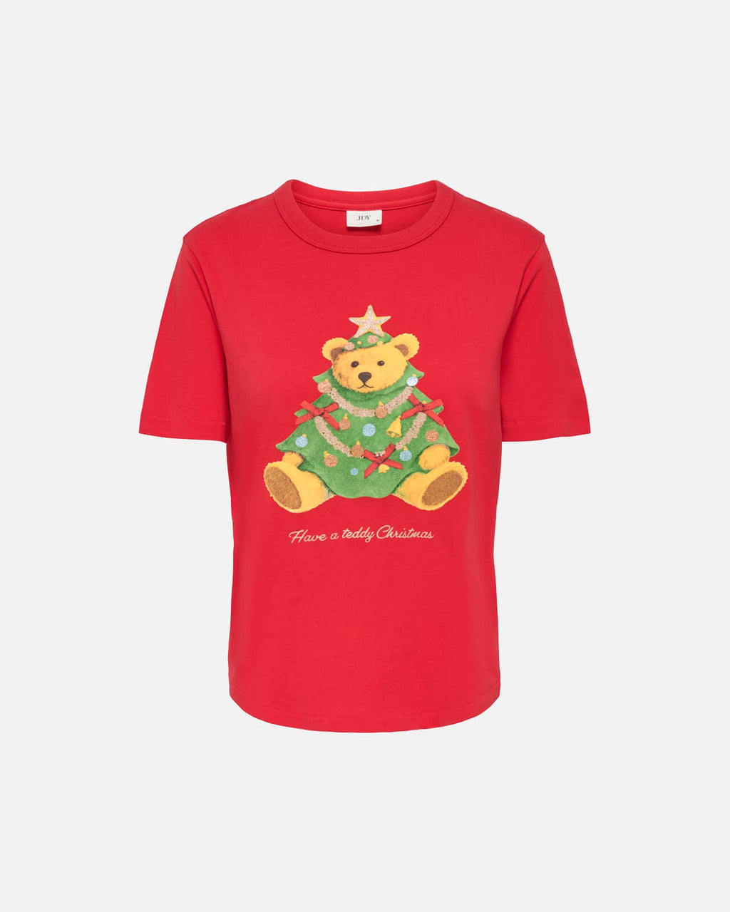 JDY T-skjorte Michigan Life S/S Xmas - True Red/ Teddy Christmas