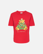 JDY T-skjorte Michigan Life S/S Xmas - True Red/ Teddy Christmas