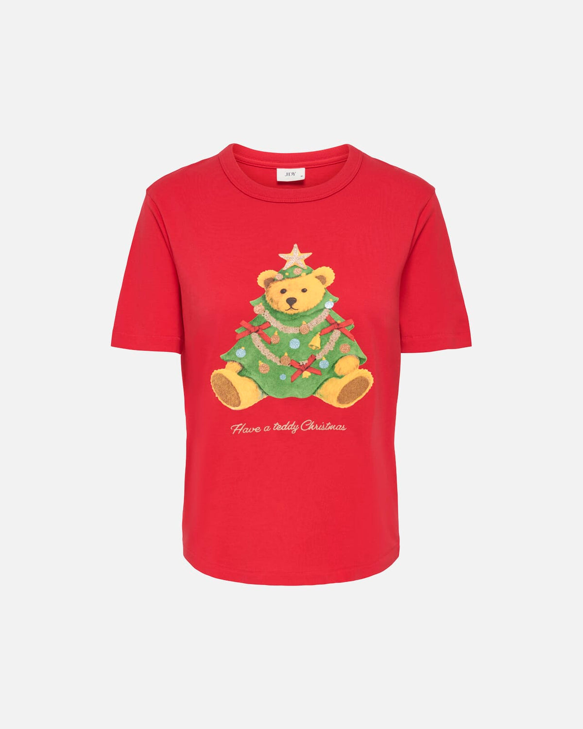 JDY T-skjorte Michigan Life S/S Xmas - True Red/ Teddy Christmas
