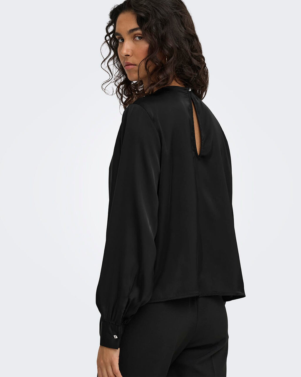 JDY Bluse Rocky L/S Waterfall - Black