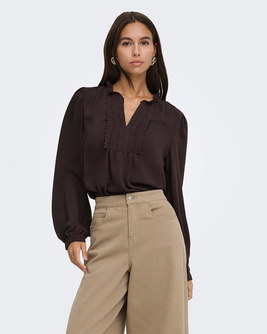 JDY Bluse Rachel Life L/S Pintuck - Chocolate Plum