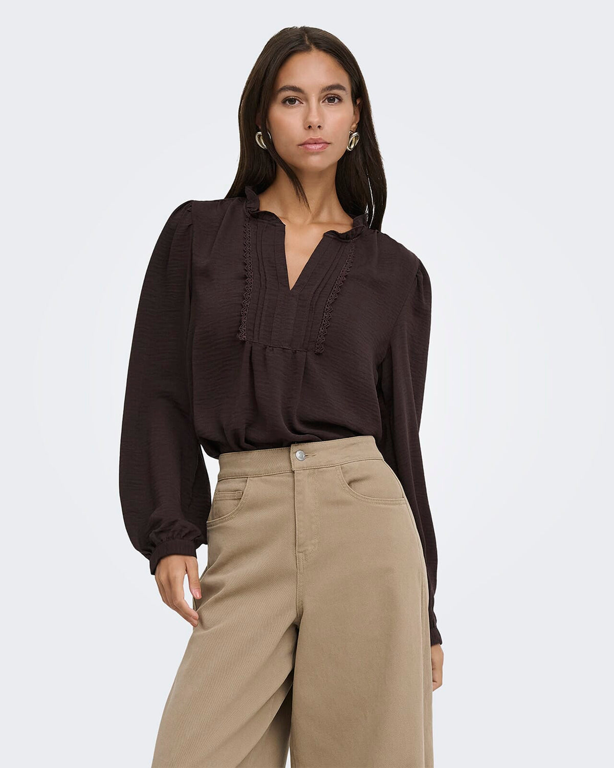 JDY Bluse Rachel Life L/S Pintuck - Chocolate Plum