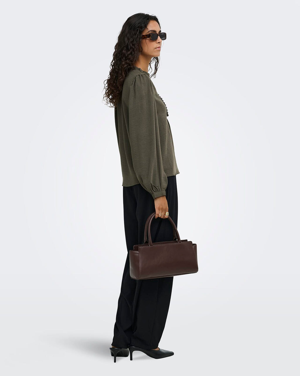 JDY Bluse Rachel Life L/S Pintuck - Black Olive