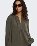 JDY Bluse Rachel Life L/S Pintuck - Black Olive