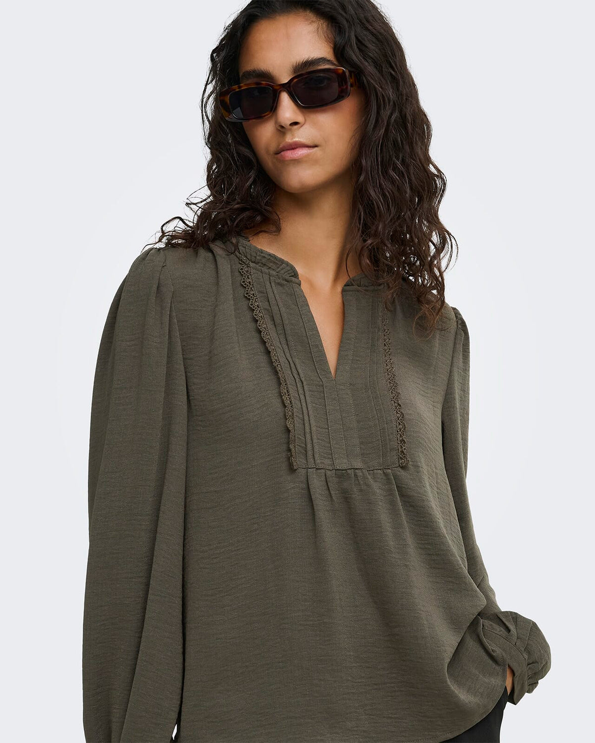 JDY Bluse Rachel Life L/S Pintuck - Black Olive