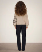 JDY Strikkegenser Jella L/S Flower Pullover - Cement Melange
