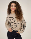 JDY Strikkegenser Jella L/S Flower Pullover - Cement Melange