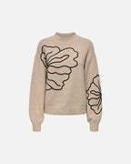 JDY Strikkegenser Jella L/S Flower Pullover - Cement Melange