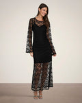 JDY Maxikjole Silvia L/S Lace - Black