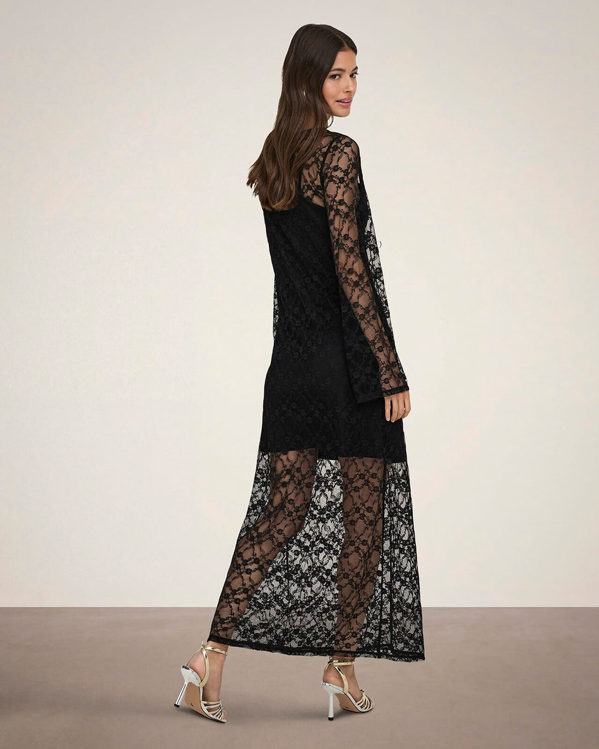 JDY Maxikjole Silvia L/S Lace - Black