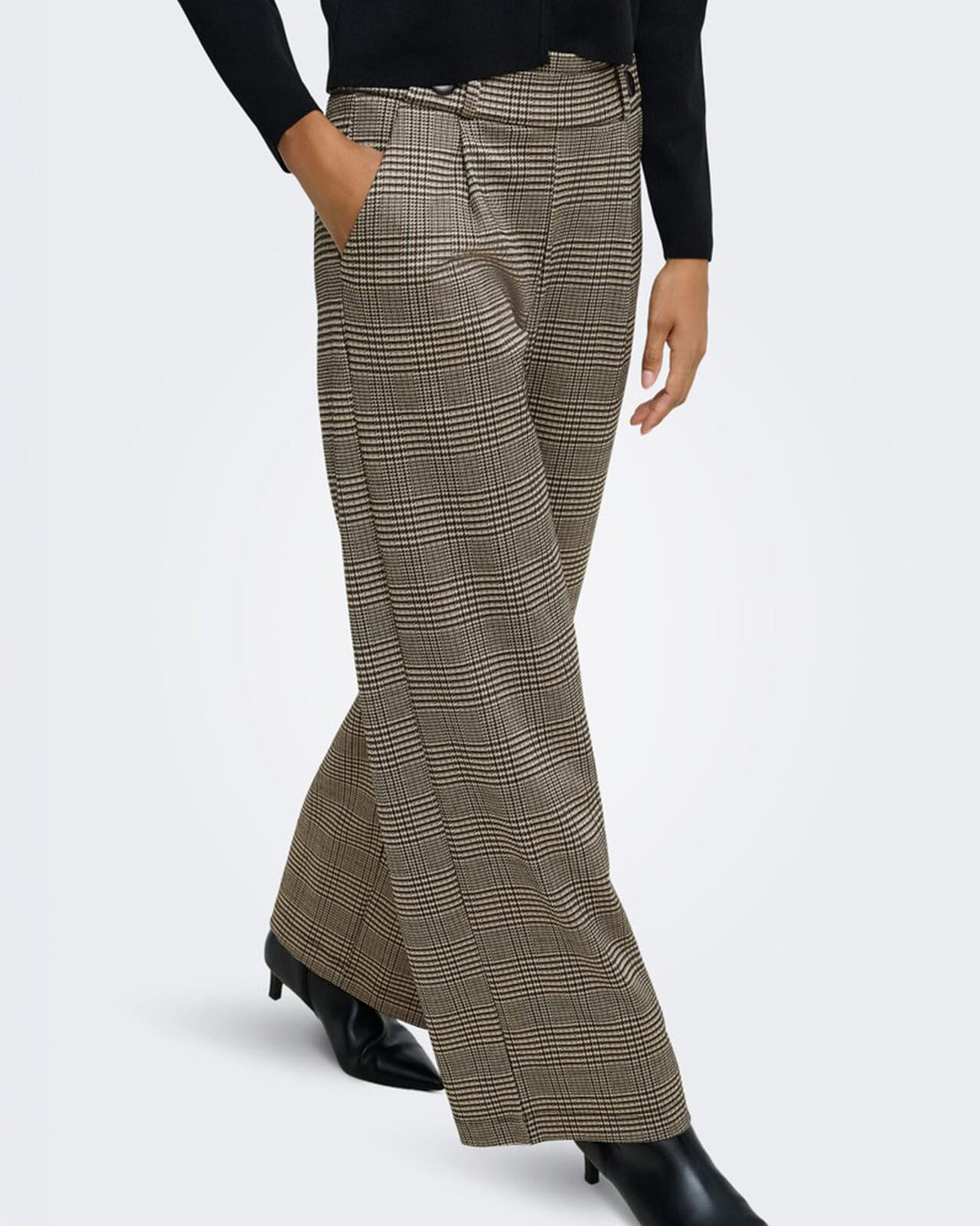 JDY Bukse Geggo Mia Long Check Pant - Sandshell/ Square Check