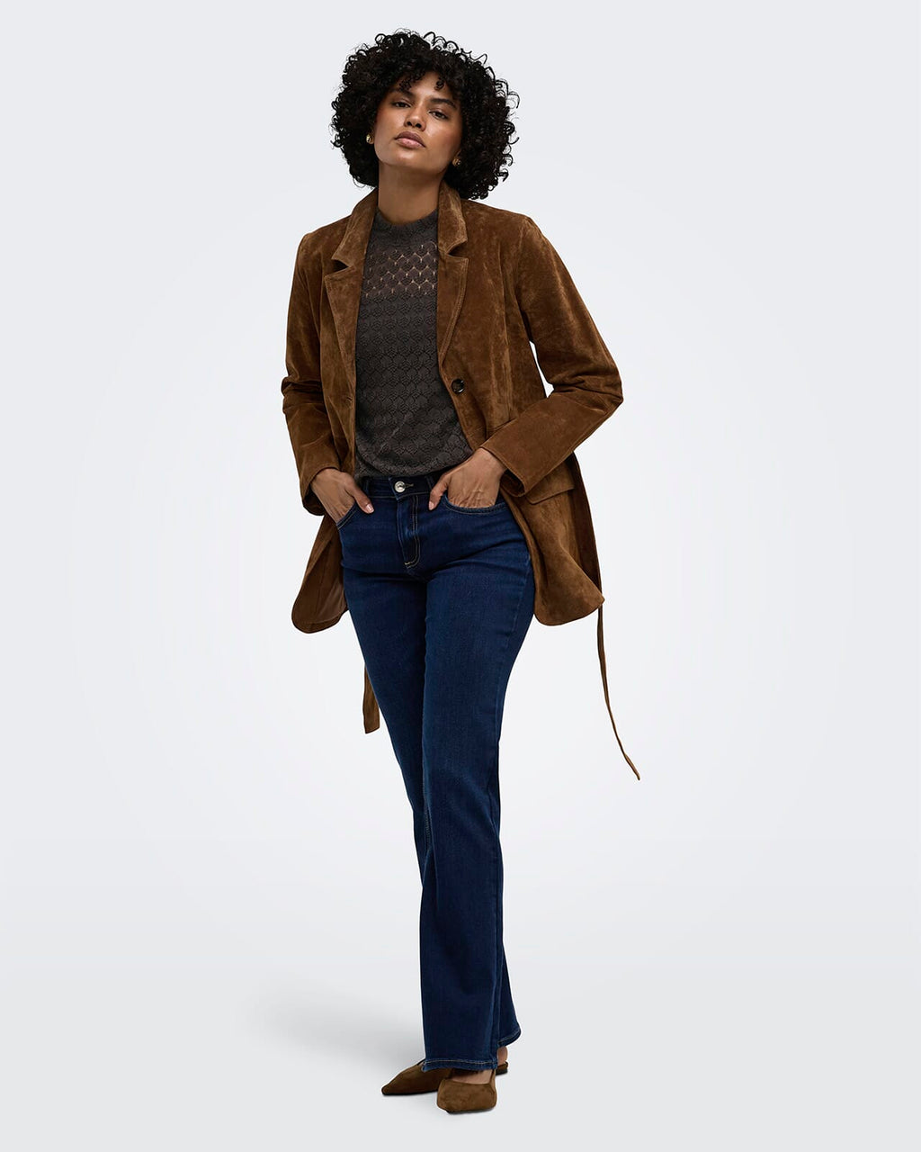 JDY Blondetopp Avery L/S Lace Top - Chocolate Torte