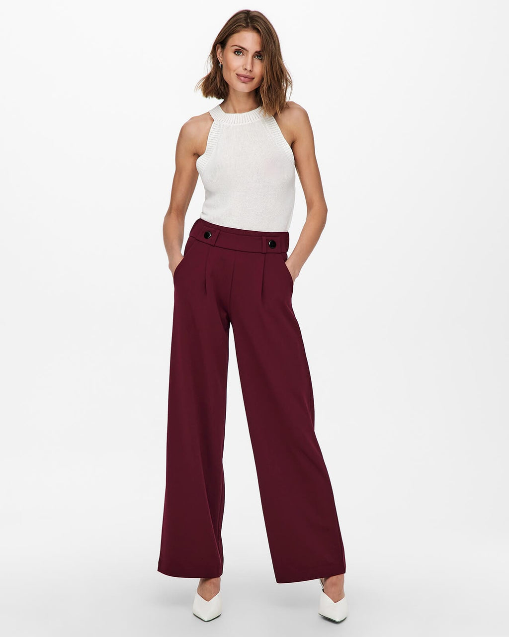 JDY Bukse Geggo New Long Pant - Cabernet