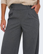 JDY Bukse Geggo New Long - Medium Grey Melange/ Black Buttons