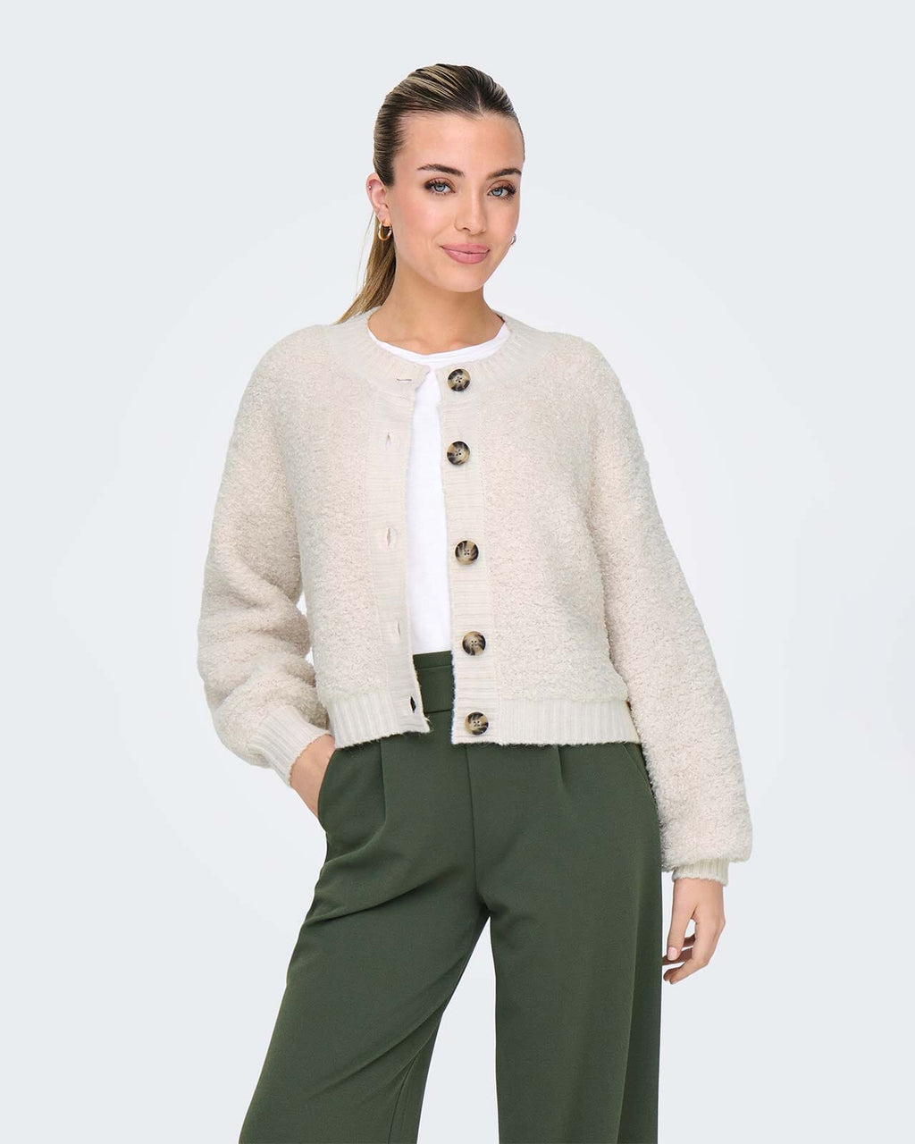 JDY Cardigan Eira Life L/S O-neck - Birch