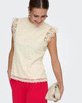 JDY Blondetopp Lotas S/L Lace - Cloud Dancer