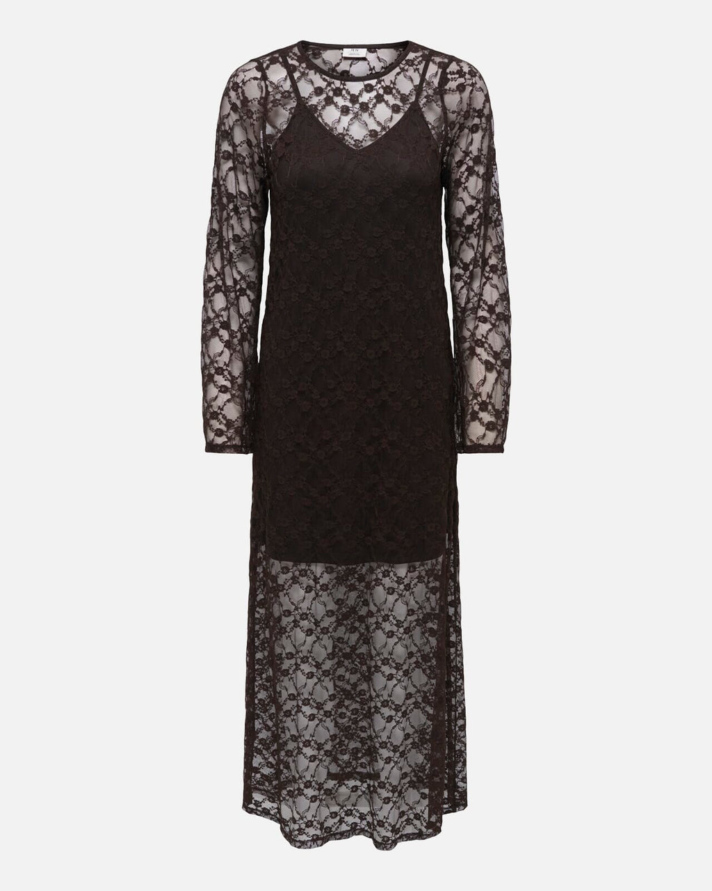 JDY Maxikjole Silvia L/S Lace - Mulch