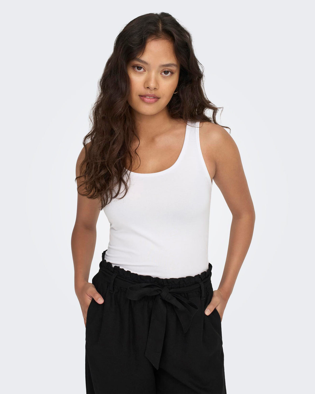 JDY Singlet Ava S/L Tank Top - White