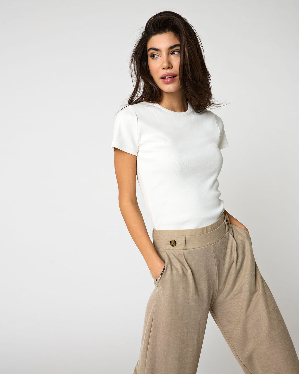 JDY Topp Solar S/S O-Neck - Cloud Dancer