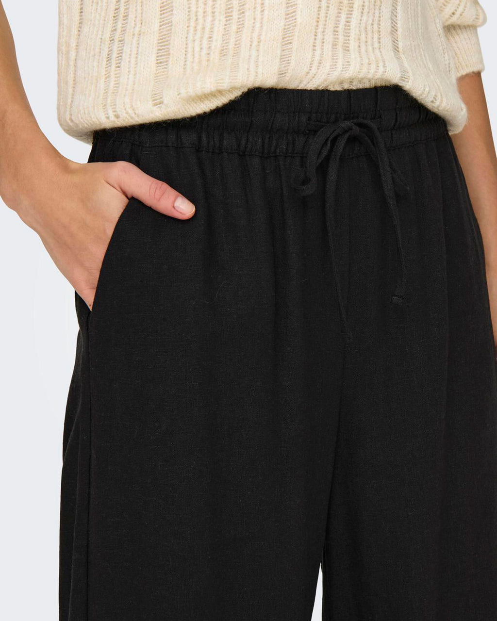 JDY Linbukse Say HighWaist Linen Wide Pant - Black