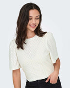 JDY Topp Carla Cathinka S/S - Cloud Dancer