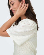 JDY Topp Carla Cathinka S/S - Cloud Dancer