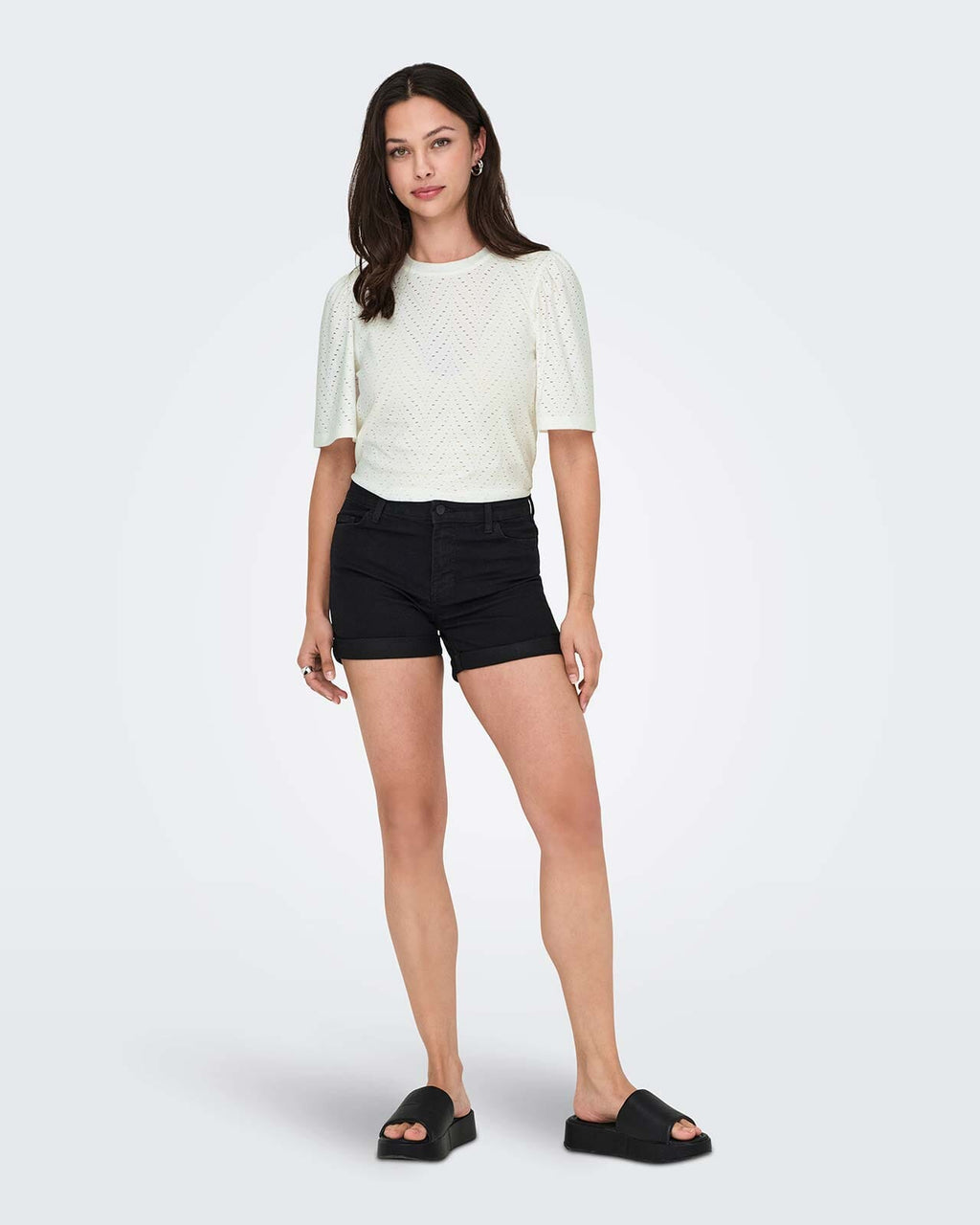 JDY Topp Carla Cathinka S/S - Cloud Dancer