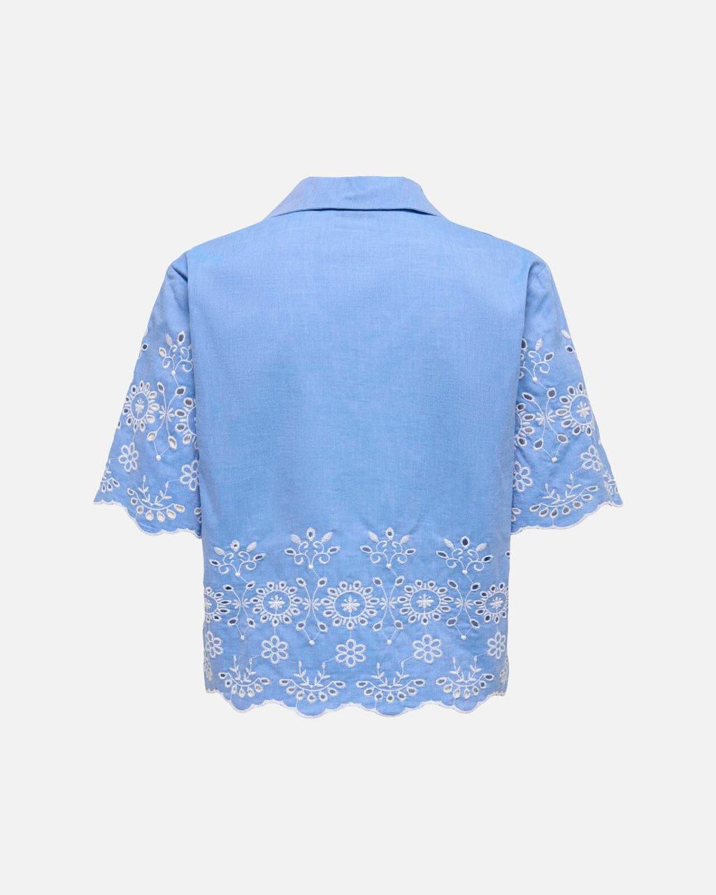 JDY Skjorte Marina 2/4 Embroidery - Blue Bonnet/ Bright White Embroidery