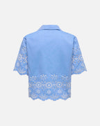 JDY Skjorte Marina 2/4 Embroidery - Blue Bonnet/ Bright White Embroidery