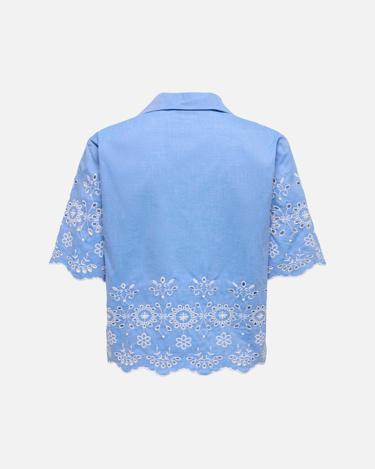 JDY Skjorte Marina 2/4 Embroidery - Blue Bonnet/ Bright White Embroidery