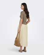 JDY Topp Gaby 2/4 O-neck Pearl Cardigan - Greige