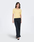 JDY Topp Gaby 2/4 O-neck Pearl Cardigan - Double Cream