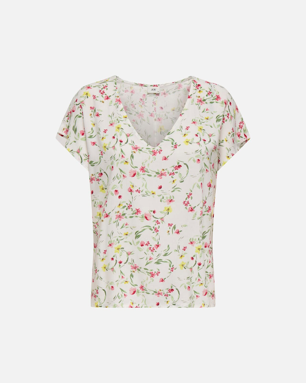 JDY Topp Star Sezen Life S/S - Cloud Dancer/ Coral Ditsy Flower