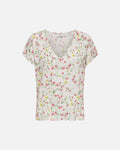 JDY Topp Star Sezen Life S/S - Cloud Dancer/ Coral Ditsy Flower