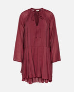 JDY Kjole Harper L/S Frill - Oxblood Red