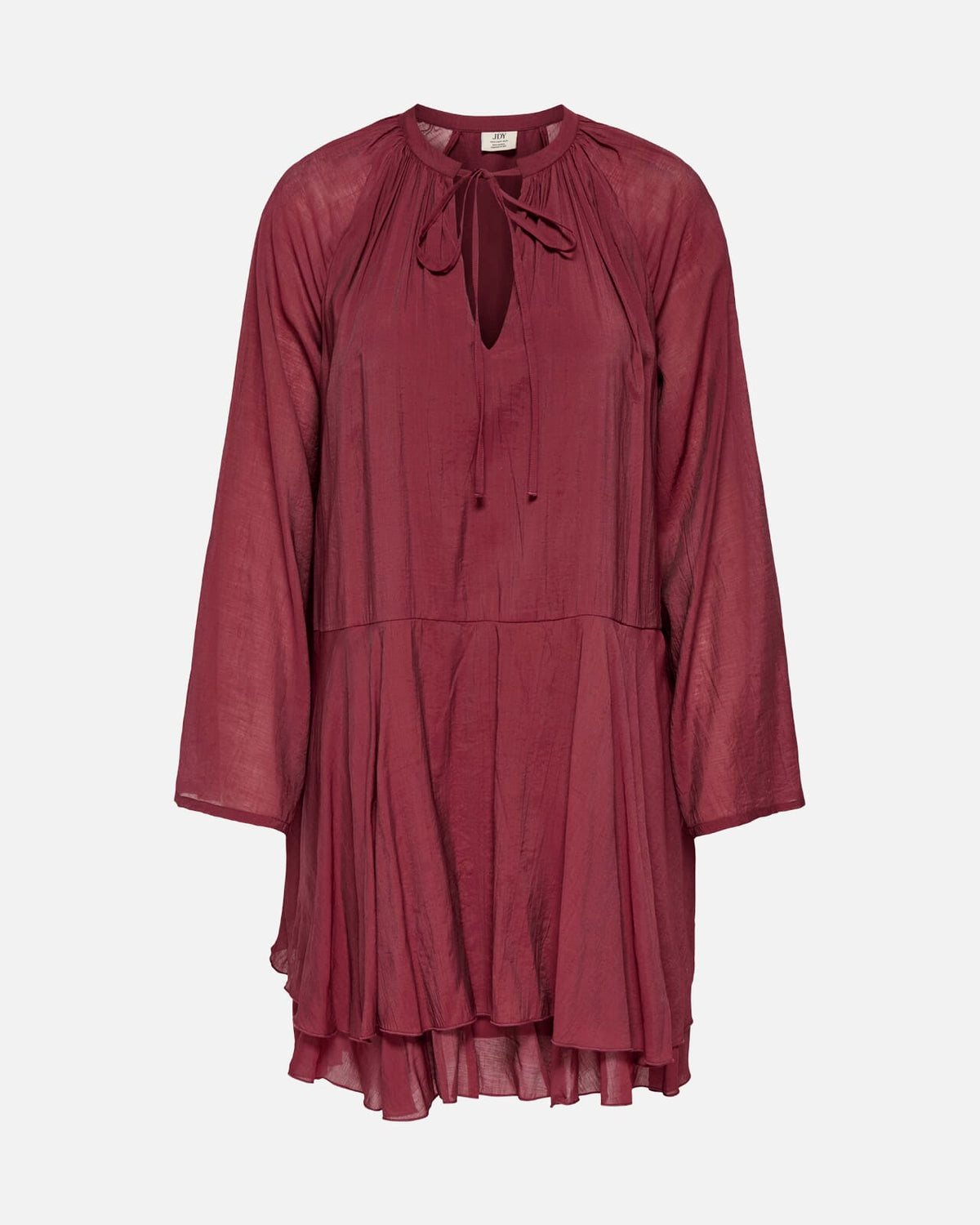 JDY Kjole Harper L/S Frill - Oxblood Red