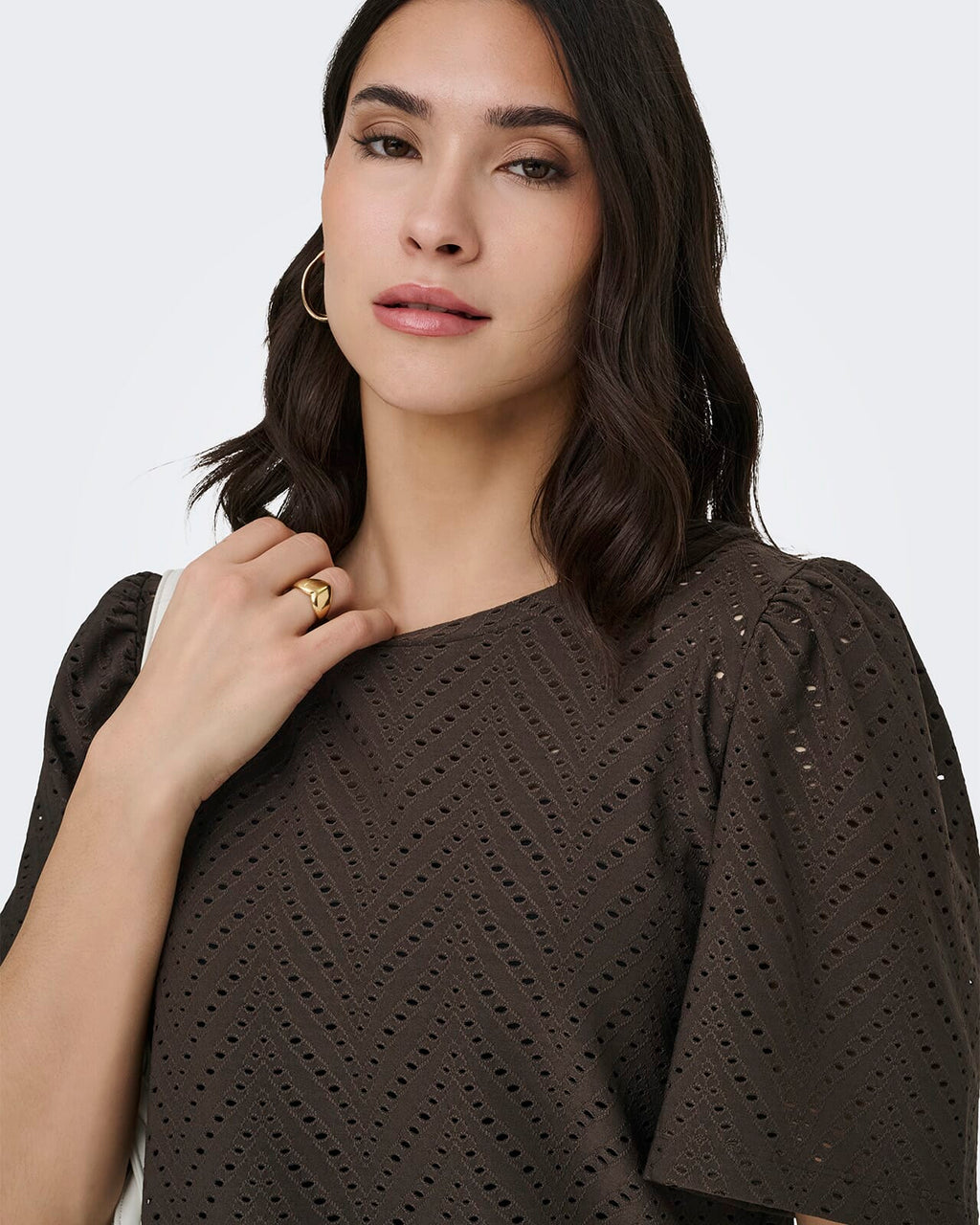 JDY Topp Carla Cathinka S/S - Chocolate Brown