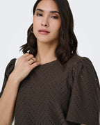 JDY Topp Carla Cathinka S/S - Chocolate Brown