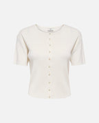 JDY Topp Gaby 2/4 O-neck Pearl Cardigan - Cloud Dancer