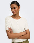 JDY Topp Gaby 2/4 O-neck Pearl Cardigan - Cloud Dancer