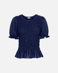JDY Topp Feline Life S/S Smock - Medieval Blue