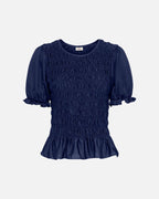 JDY Topp Feline Life S/S Smock - Medieval Blue
