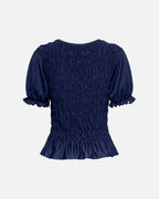JDY Topp Feline Life S/S Smock - Medieval Blue